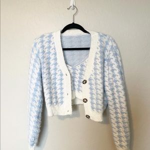 SHEIN Houndstooth Crop Sweater Set Size L